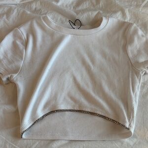 Garage White Ribbed Short Sleeve Tee